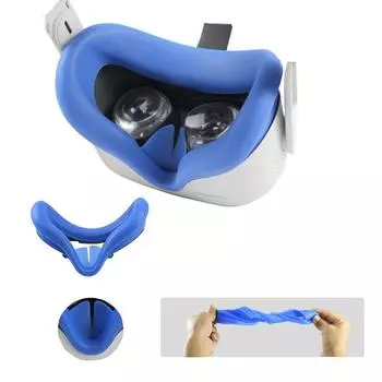 Подходит для силиконовой маски для глаз Oculus Quest2vr, моющийся и пыленепроницаемый силиконовый чехол против пота синий