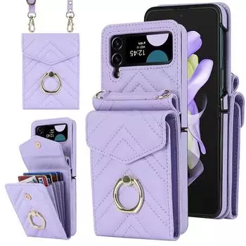 Подходит для складного чехла для мобильного телефона Samsung Flip5 4 Xiaoxiangfeng Zflip3 Crossbody Moto 40, кожаного чехла для мобильного телефона Cross-Border Z Flip5 красный