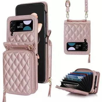 Подходит для складного чехла для мобильного телефона Samsung Flip5 Xiaoxiangfeng Zflip3 Messenger Organ Card Bag, чехол для мобильного телефона Z Flip5 красный