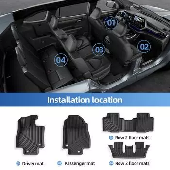 Подходит для Toyota Grand Highlander 2025 года (Включить гибрид) & Lexus TX Коврики для автомобиля Подкладка для багажника TPE 3D Левый руль