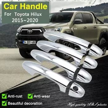 Подходит для Toyota Hilux Revo MK8 2015 ~ хромированная умная дверная ручка, чехол для украшения автомобиля, аксессуары для укладки, защитная пленка 4Handle 1 Keyhole