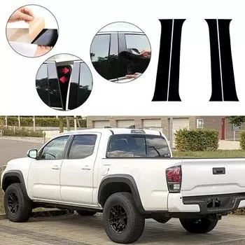 Подходит для Toyota Tacoma 2016-2023, автомобильные стойки, наклейки на панель, глянцевое пианино, черные автомобильные накладки на окна и двери, комплекты 4 шт.