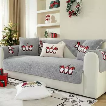 Подходит для всех сезонов Нескользящая подушка для дивана в виде рождественской елки Чехлы для дивана Чехол из синели Фундаментный коврик 70x70