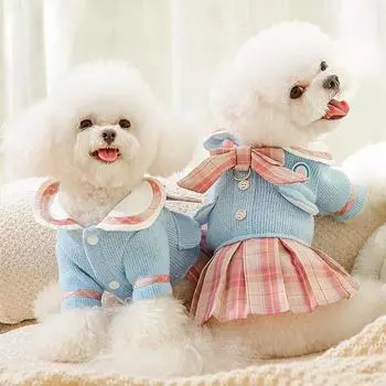 Подходящая по цвету юбка, одежда для щенков, осень и зима, плюшевый мишка Bomei, кошка, шнауцер, маленькая собака, домашнее животное, зима XS