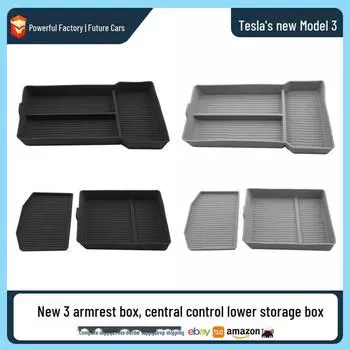 Подходящая подставка для хранения в центральном ящике подлокотника Tesla Model 3 Highland armrest box silicone чёрный