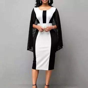 Подходящее по цвету официальное платье для банкета и выпускного вечера, накидка в стиле пэчворк, кружевное облегающее платье с высокой узкой талией