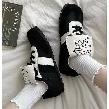 Подходящие по цвету туфли Dexun puff, весна-лето 2024, новые уродливые милые универсальные спортивные повседневные туфли, женские туфли на плоской подошве 35 чёрный