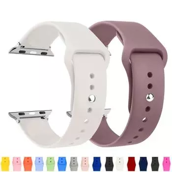 Подходящий однотонный силиконовый ремешок для Apple iWatch 9876SE Sportswear Wristband Connector 42mm/44mm/45mm/49mm