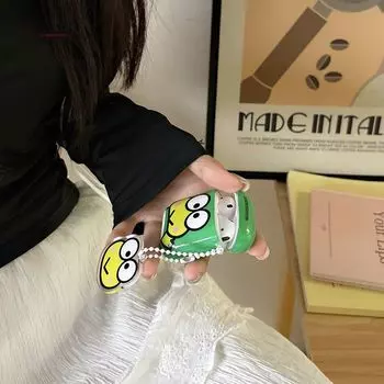 Подходящий защитный чехол для AirPods 3/4 поколения Новое поступление Чехол для Bluetooth-наушников Apple iPod AirPods Pro 2 поколения Защитный чехол, устойчивый к падениям Apple AirPods 4 Big-eyed frog + pendant