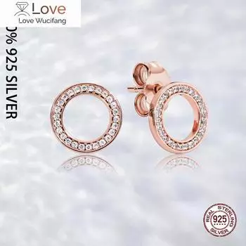 Подходят оригинальные настоящие серебряные сверкающие круглые серьги-гвоздики для женщин, модные роскошные свадебные украшения для вечеринок