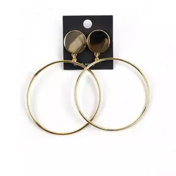 Подиум Простые Большие Круглые Металлические Серьги Женские Серьги-Гвоздики Модные Аксессуары Дня золотой