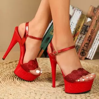 Подиумная модель артефакта, пикантные босоножки на высоком каблуке и водонепроницаемой платформе 13 см-15 см, женские летние сандалии LFD-8661-A23 34 чёрный