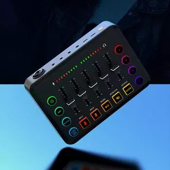 Подкаст-микшер RGB игровой аудиомикшер с Bluetooth потоковым интерфейсом XLR микрофона внешняя звуковая карта для ПК с каналом