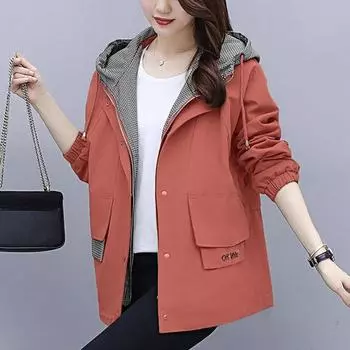Подкладка-150 кг большой размер женская одежда] 2024 весна и осень тренчкот женское повседневное пальто женский свободный топ прилив S хаки