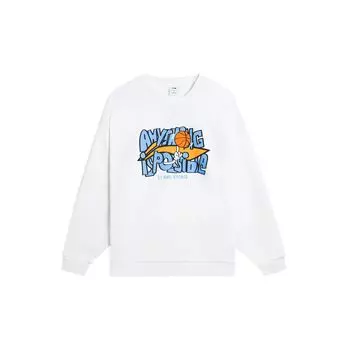 Подкладка Баскетбольная серия с буквенным принтом Повседневный флисовый пуловер Толстовка Топы унисекс Молочно-белый AWDSG95-1 S