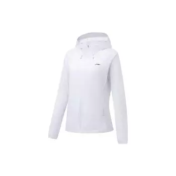 Подкладка Беговая серия Однотонная молния с капюшоном и длинным рукавом Защита от солнца Ветровка Женская Верхняя одежда Белый AFDT182-2 S
