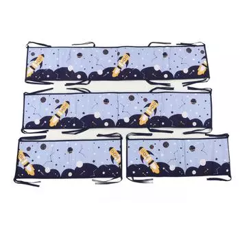 Подкладка для кроватки с четырьмя сторонами, с милым принтом, мягкая, дышащая, бортики для кроватки для новорожденных, стиль 2