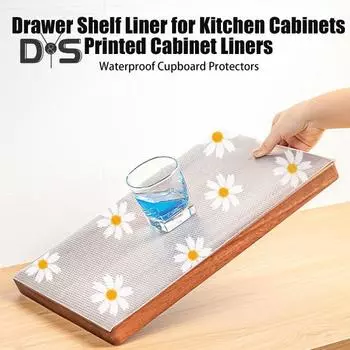 Подкладка для полок шкафа, коврик для ящика, неклейкая, водонепроницаемая, с цветочным принтом, для кухонных шкафов, многоразовые подкладки для полок кладовой, шкафа, комода, ванной комнаты 150 - mm