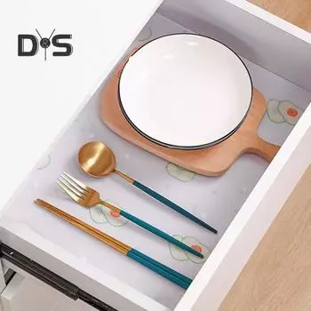 Подкладка для полок шкафа, неклейкая, водонепроницаемая, для ящиков, с принтом авокадо и лимона, легкоочищаемый кухонный коврик для шкафа, комода, стола, кладовой, ванной комнаты Lemon