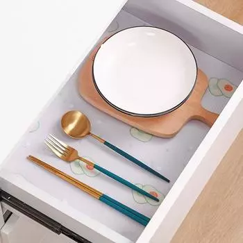 Подкладка для полок шкафа, неклейкая, водонепроницаемая, для ящиков, с принтом авокадо и лимона, легкоочищаемый кухонный коврик для шкафа, комода, стола, кладовой, ванной комнаты Lemon