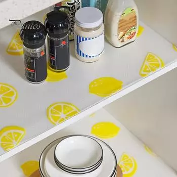 Подкладка для полок шкафа, неклейкая, водонепроницаемая, для ящиков, с принтом авокадо и лимона, легкоочищаемый кухонный коврик для шкафа, комода, стола, кладовой, ванной комнаты Lemon