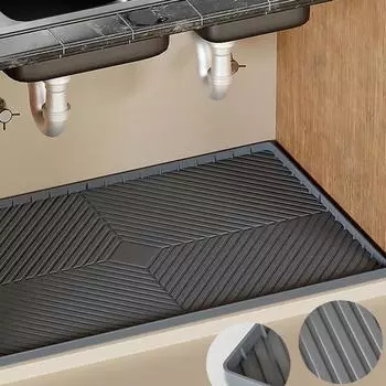 Подкладка для раковины, устойчивая к пятнам, водонепроницаемый силиконовый коврик для раковины, защитный чехол для шкафа, многофункциональная подкладка для кухонных полок, устойчивая к маслам 40 x 140cm чёрный