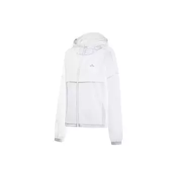Подкладка Fitness Series UPF 40+ Логотип Pattern Однотонная спортивная куртка с капюшоном для защиты от солнца Женская куртка белого цвета AFDT526-1 XXL