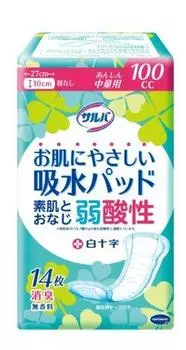 Подкладка Hakujuji Salva для безопасного использования среднего веса 100 куб. см 14 листов x 24 шт. 1 коробка Подкладка для подкладок для ухода за больными 4987603317253 приятная для кожи