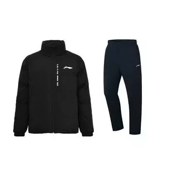 Подкладка из флиса с толстым буквенным принтом и воротником-стойкой, теплый топ с длинными рукавами, удобные длинные брюки, повседневный спортивный костюм, костюм унисекс, черный AJMU219-4+AKLT243-1 S