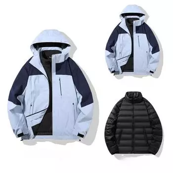 [Подкладка из гусиного пуха] Куртка-тройка с контрастной строчкой, куртка-пуховик из гусиного пуха серого цвета, водонепроницаемая и ветрозащитная M