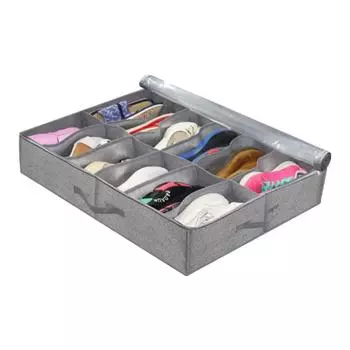 Подкроватный мешок нетканый складной большой емкости органайзер под кроватью для дома и отеля белье серый