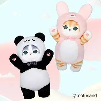 Подлинная Mofusand Shark Cat Милая панда Кролик Плюшевая игрушка Мультяшная подушка Обнимашка Подушка Украшение комнаты Подарок на день рождения Kawaii Подарок белый