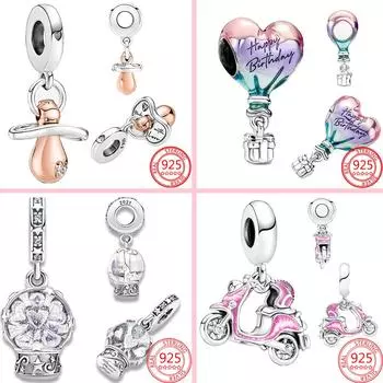 Подлинная подвеска в виде ангела из стерлингового серебра 925 пробы со снежным шаром, браслеты и ожерелья 925 пробы, рождественские подарки