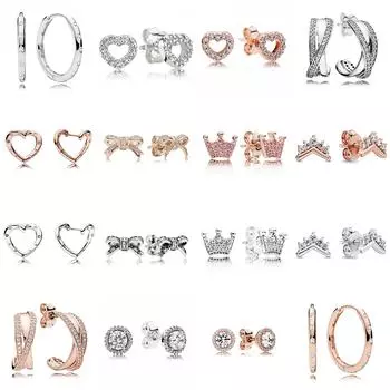 Подлинная сверкающая классическая элегантность с кристальными серьгами-гвоздиками для женщин, свадебный подарок из стерлингового серебра 925 пробы, модные ювелирные изделия