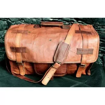 Подлинная винтажная сумка ручной работы из натуральной козьей кожи выходного дня 20 X 8 X 8 коричневый