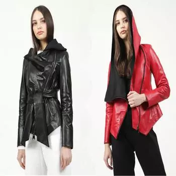 Подлинная женщина из натуральной кожи, женская куртка