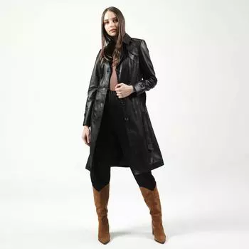 Подлинная женщина из натуральной кожи, женский плащ