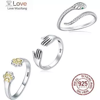 Подлинное 925 пробы серебро змея звезда луна открытое регулируемое кольцо с фианитом женские персонализированные модные аксессуары праздничные подарки adjustable opening