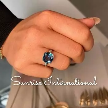 Подлинное кольцо с лондонским голубым топазом из стерлингового серебра 925 пробы, ювелирные изделия ручной работы US 6 синий