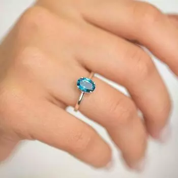 Подлинное кольцо с лондонским голубым топазом из стерлингового серебра 925 пробы, кольцо-солитер с лондонским голубым топазом, ювелирные изделия ручной работы, подарки для женщин, родившихся в декабре Us 4 синий