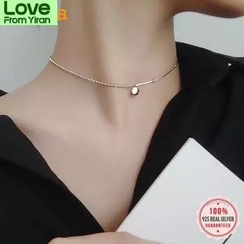 Подлинное модное простое ожерелье-чокер из стерлингового серебра 925 пробы с бусинами в виде змеи и буквами на удачу, подарок на день рождения, ювелирные изделия Yq156