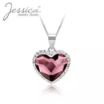 Подлинное ожерелье из стерлингового серебра 925 пробы с кристаллами в форме сердца