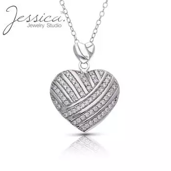 Подлинное ожерелье из стерлингового серебра 925 пробы с кристаллами в форме сердца