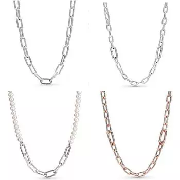 Подлинное ожерелье из стерлингового серебра 925 пробы с пресноводным культивированным жемчугом Pan Me для женщин, бисерное украшение своими руками 45cm