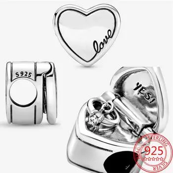 Подлинное серебро 925 пробы Да!Подвеска в форме сердца, модный браслет, бриллиантовое кольцо, волшебная шкатулка, подвеска для девочек, подарок на день рождения