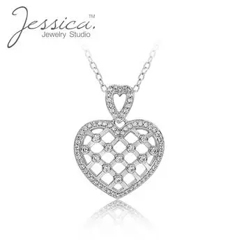 Подлинное серебро 925 пробы в форме сердца кулон ожерелье с подвеской для женщин