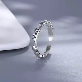Подлинное серебряное кольцо S925 LOVE для женщин, панк, винтажное тайское серебро, регулируемое, романтическое, в форме сердца, свадебный подарок для женщин Resizable серебряный