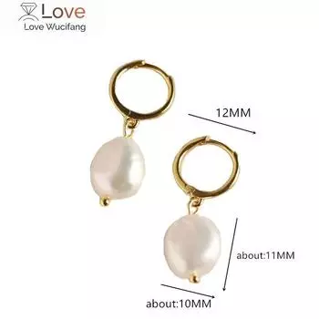 Подлинные 100% стерлингового серебра 925 пробы барокко минималистичные круглые серьги-кольца с нерегулярным жемчугом для женщин Ins Jewelry золотой