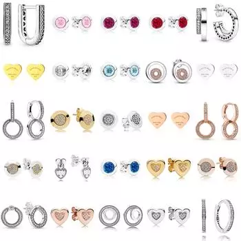 Подлинные 925 пробы стерлингового серебра Rose Signature сверкающие двойные серьги-кольца для женщин модные ювелирные изделия