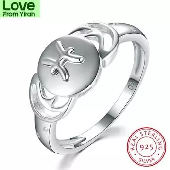 Подлинные кольца из стерлингового серебра S925 для мужчин и женщин, кольцо с созвездием Рыб, обручальные кольца, мужское помолвочное кольцо, ювелирные украшения, подарки 7